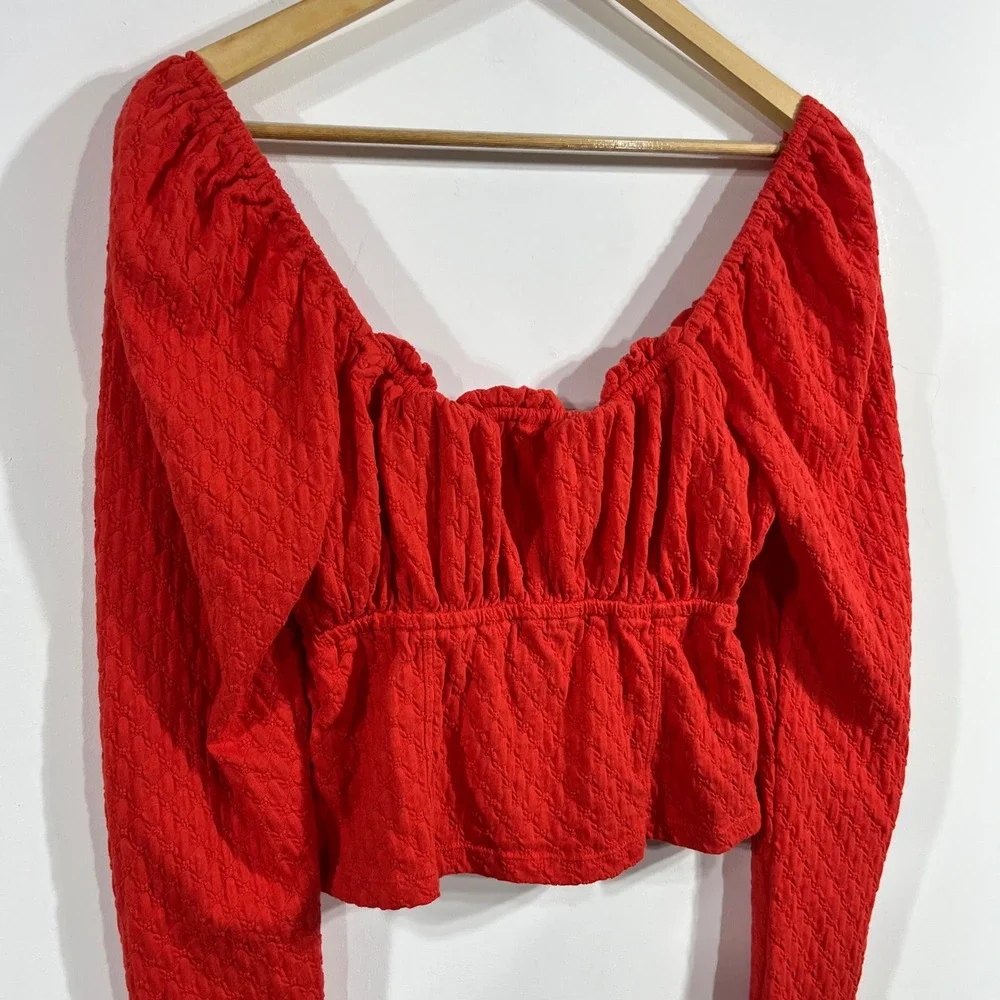 Free People Y2K Babydoll Renfair Milkmaid Button Front Top Womens XL Coquette